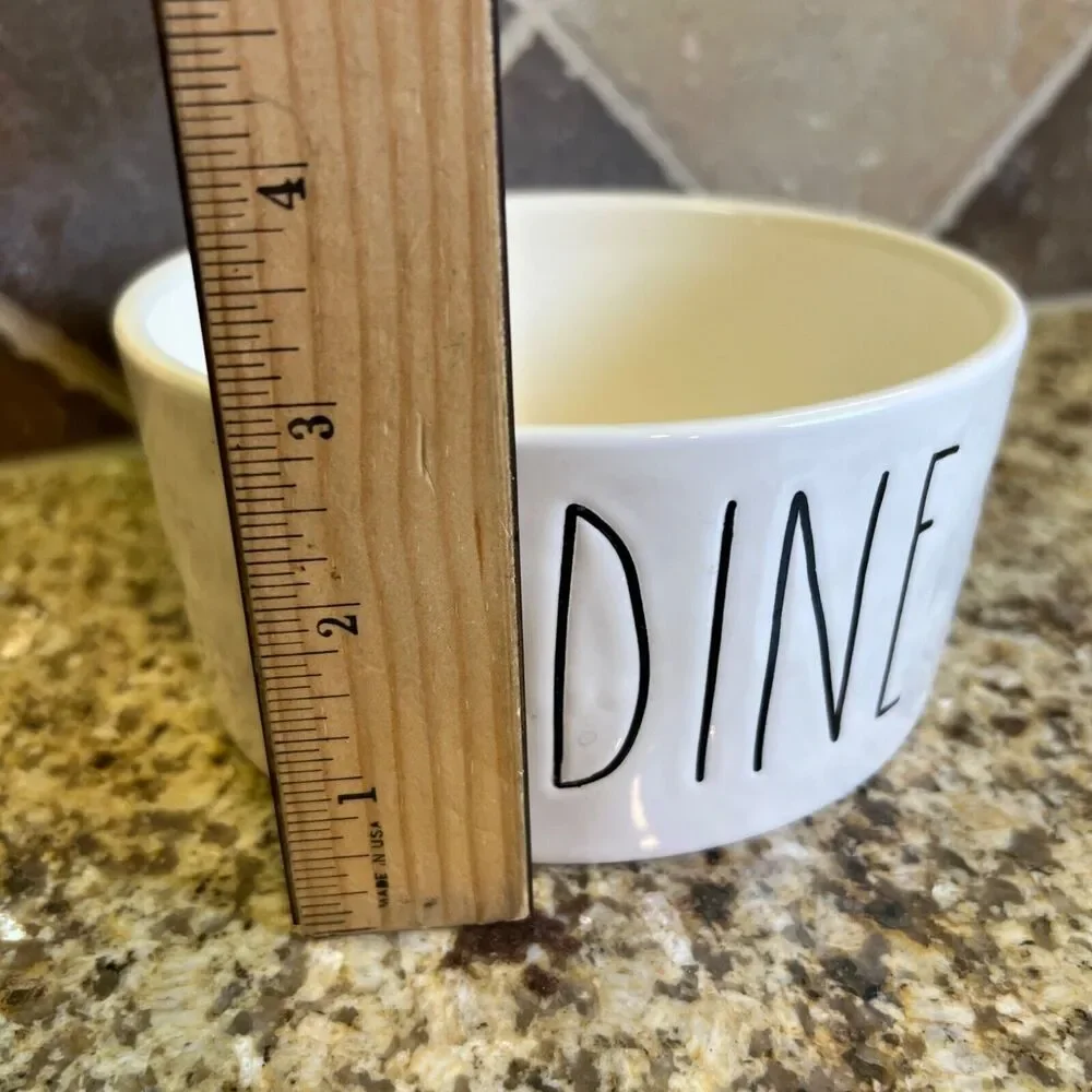 Rae Dunn Ceramic Dog Pet Bowl- White DINE By Magenta Artisan Collection